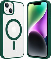 ShieldCase geschikt voor Apple iPhone 14 Magneet hoesje transparant gekleurde rand - groen - Shockproof backcover hoesje - Hardcase hoesje - Siliconen hard case hoesje met Magneet ondersteuning