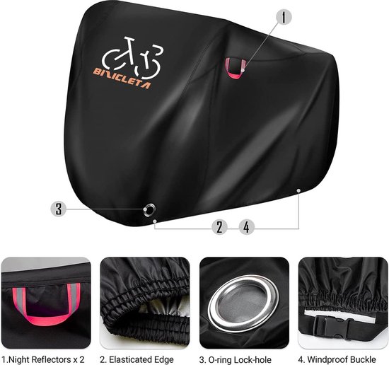 El Jardin - Fiets beschermhoes voor 1 fiets - Alle weersinvloeden - 77 x 115 x 194 cm (B*H*L) - 300D - Zadelhoes - Beschermzak van El Jardin — afbeelding 3