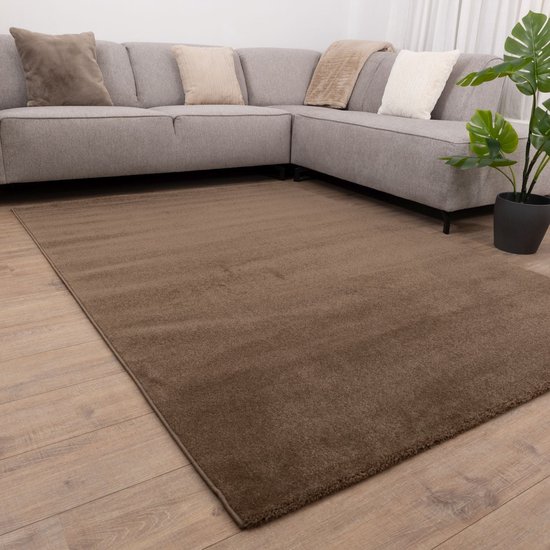 Tapis Marron Uni Poils Ras Tapis Koho Minimaliste - 80x150cm - Moderne - Salon - Salon - Chambre - Salle à Manger