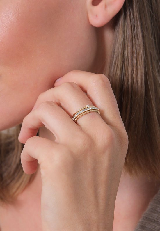 Elli Dames Ring Dames Stapel Elegante Feestelijke Gelaagde Look met Kristallen in 925 Sterling Zilver - Elli