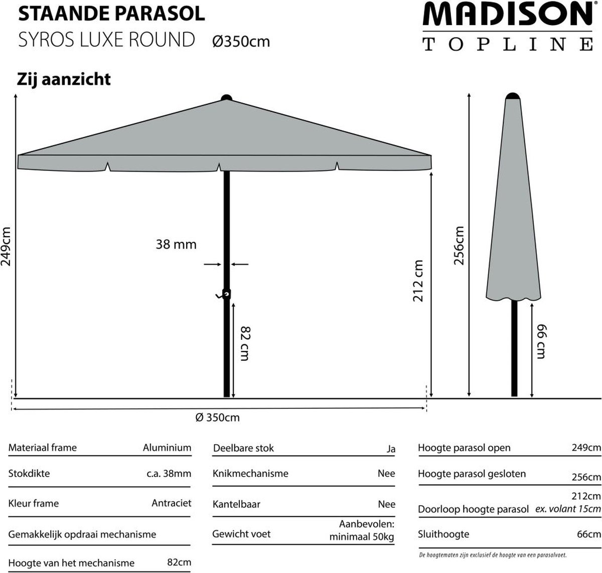 Madison - Parasol Syros - Rond - 350cm - Groen – foto 3