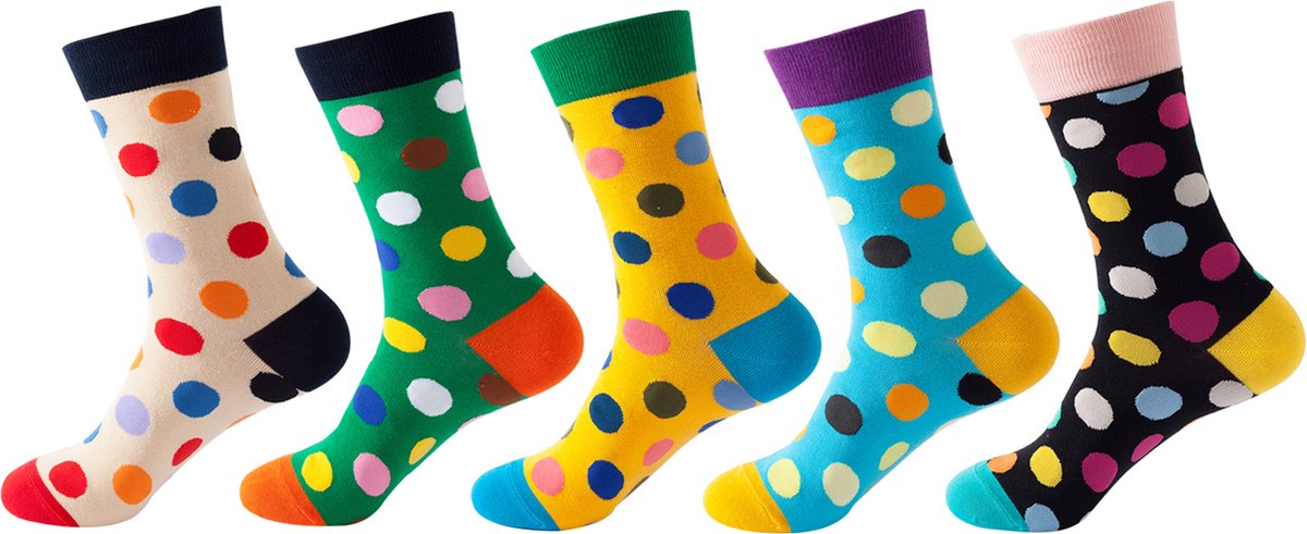 LIXIN Fashion Sokken - 5 Paar - Kleur 1 - Maat 35-45 - Kleurrijke sokken - Dames sokken - Heresokken - Casual katoenen sokken - Tieners - Vrouwen en Heren - Volwassenen - Unisex - Warme sokken - Bedsokken - Huissokken - Leuk Sokken