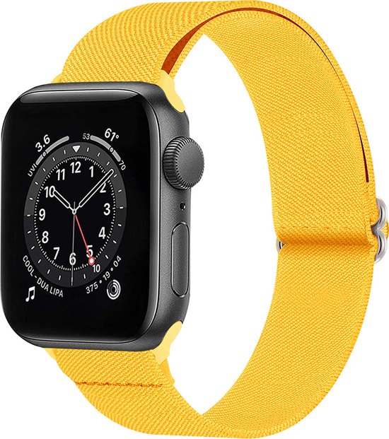 Horloge Band Geschikt voor Apple Watch 1-8 / SE (42/44/45 mm) Bandje Nylon Met Verstelbare Gesp - Geel