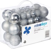 Lot de 50 boules de Noël Relaxdays - traditionnelles - plastique - décoration de sapin de Noël - en vrac - argent