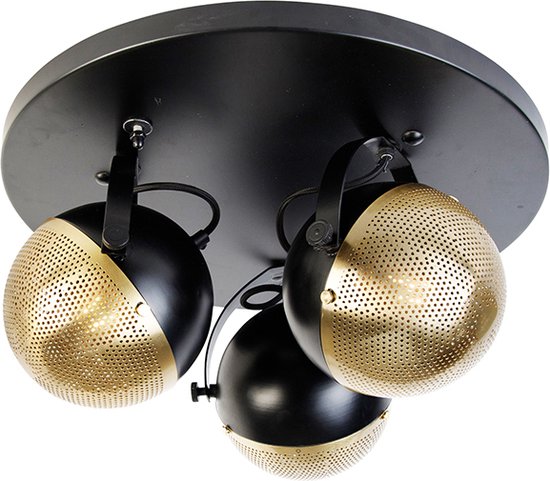 QAZQA - Industrieel | Industrie plafondlamp zwart - Cage 1 | Woonkamer | Slaapkamer | Keuken - Staal Vierkant - E27 Geschikt voor LED - Max. 1 x 60 Watt