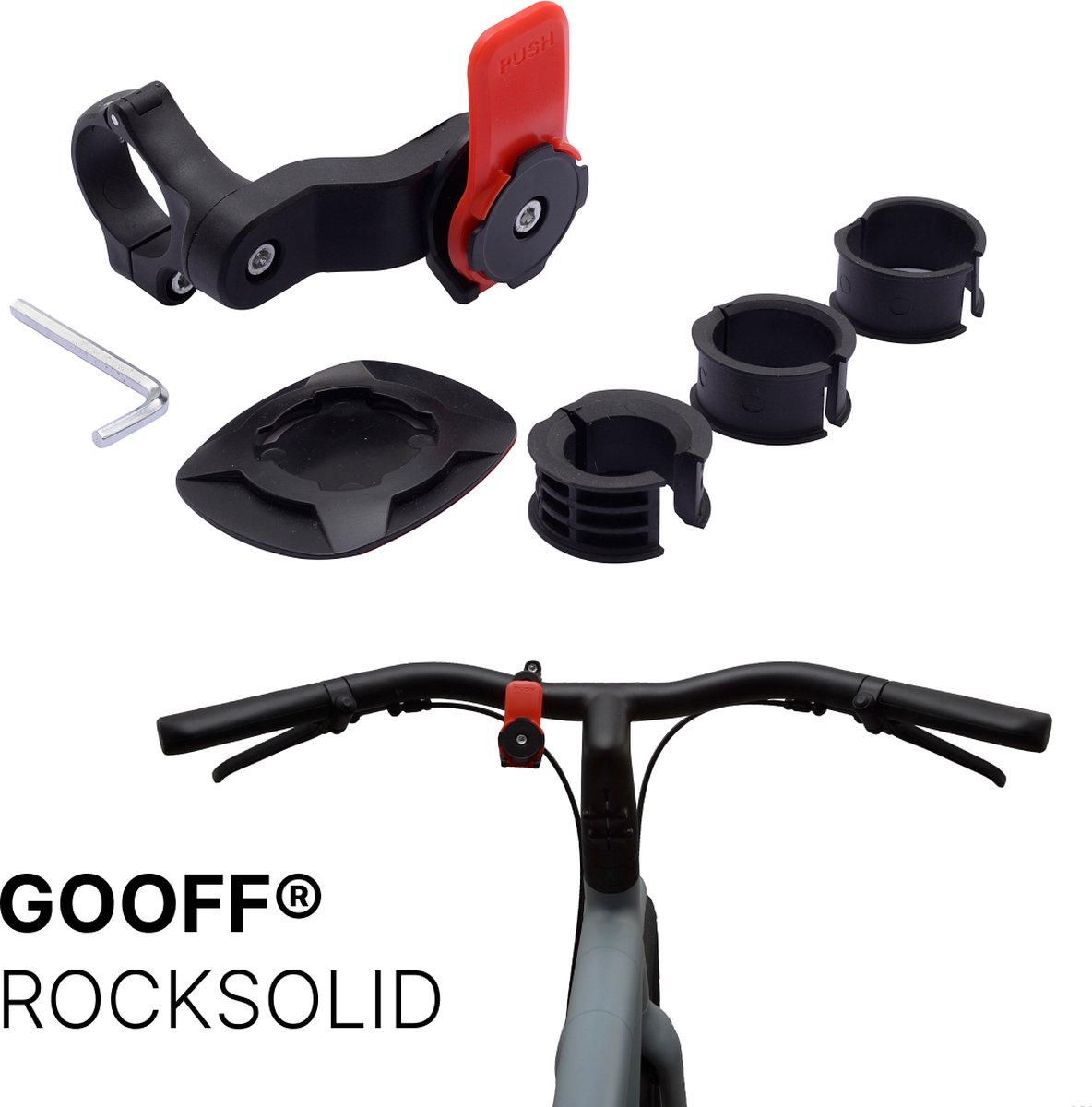 GOOFF® RockSolid - telefoonhouder fiets | klik & draai | stevig & sterk