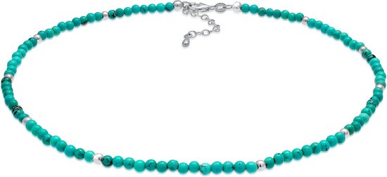 Nenalina Dames Halsketting Dames Choker Howlith Balls Turquoise Boho in 925 Sterling Zilver
