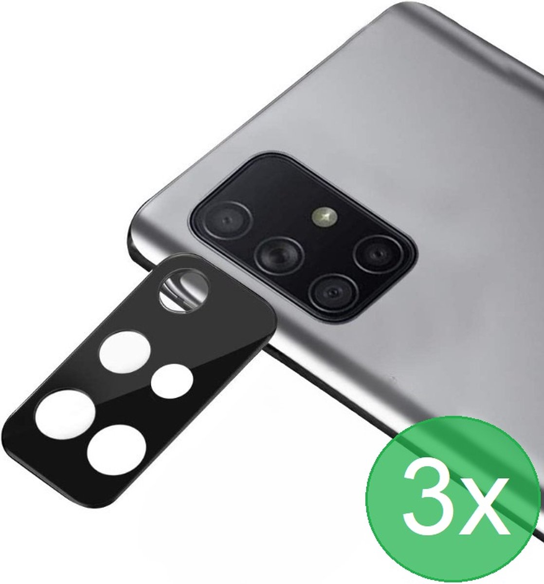 Camerascreenprotector 3x Geschikt voor Samsung Galaxy A33 5G / A53 5G / A73 5G - screen protector - glas - bescherm je camera - beschermglas - Zwart - ZT Accessoires