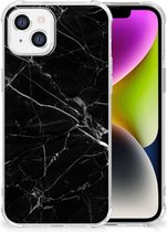 Smartphone hoesje Geschikt voor iPhone 14 Mobiel Hoesje met transparante rand Marmer Zwart