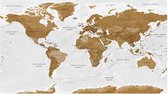 Fotobehangkoning - Behang - Vliesbehang - Fotobehang XXL - World Map: White Oceans II - Moderne Wereldkaart - 500 x 280 cm