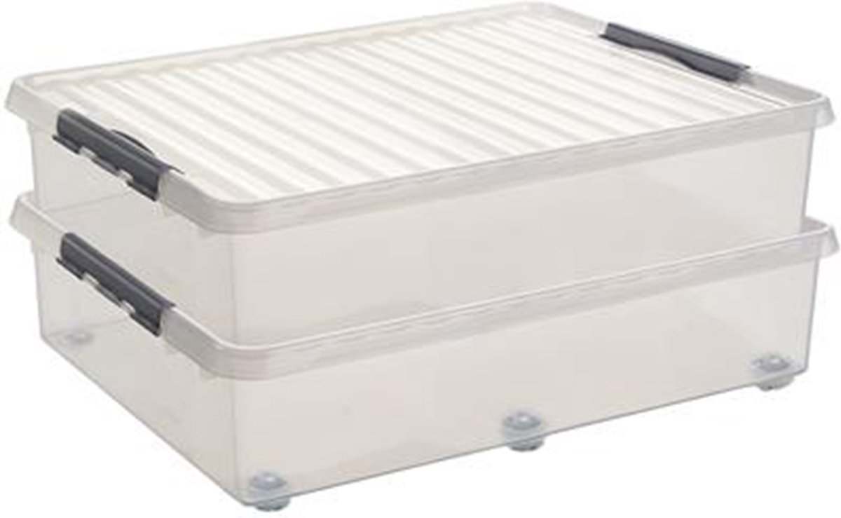 Sunware Opslagboxen met deksel - 2x stuks - 60 L - 80 x 50 x 20 cm