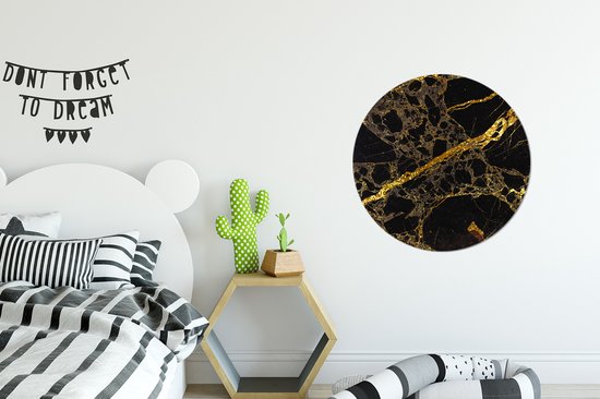 Wall Circle - Wall Circle Indoor - Marbre - Zwart - Or - Trendy - ⌀ 60 cm - Décoration murale - Peintures Ronds