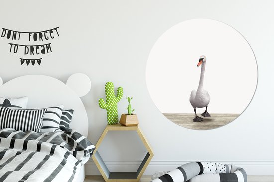 Cygne imprimé animal pépinière mur autocollant papier peint cercle ⌀ 120 cm / cercle de papier peint / cercle mural / cercle vivant - auto-adhésif et découpe ronde