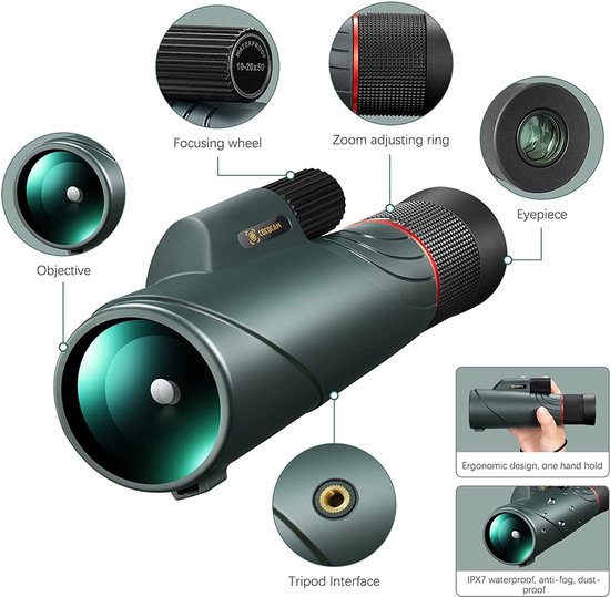 Monoculaire Telescoop 12x42 AiMeiteng Monocular, Télescope Monoculaire 12X50,Telescope Compacte Telescoop Met Statief