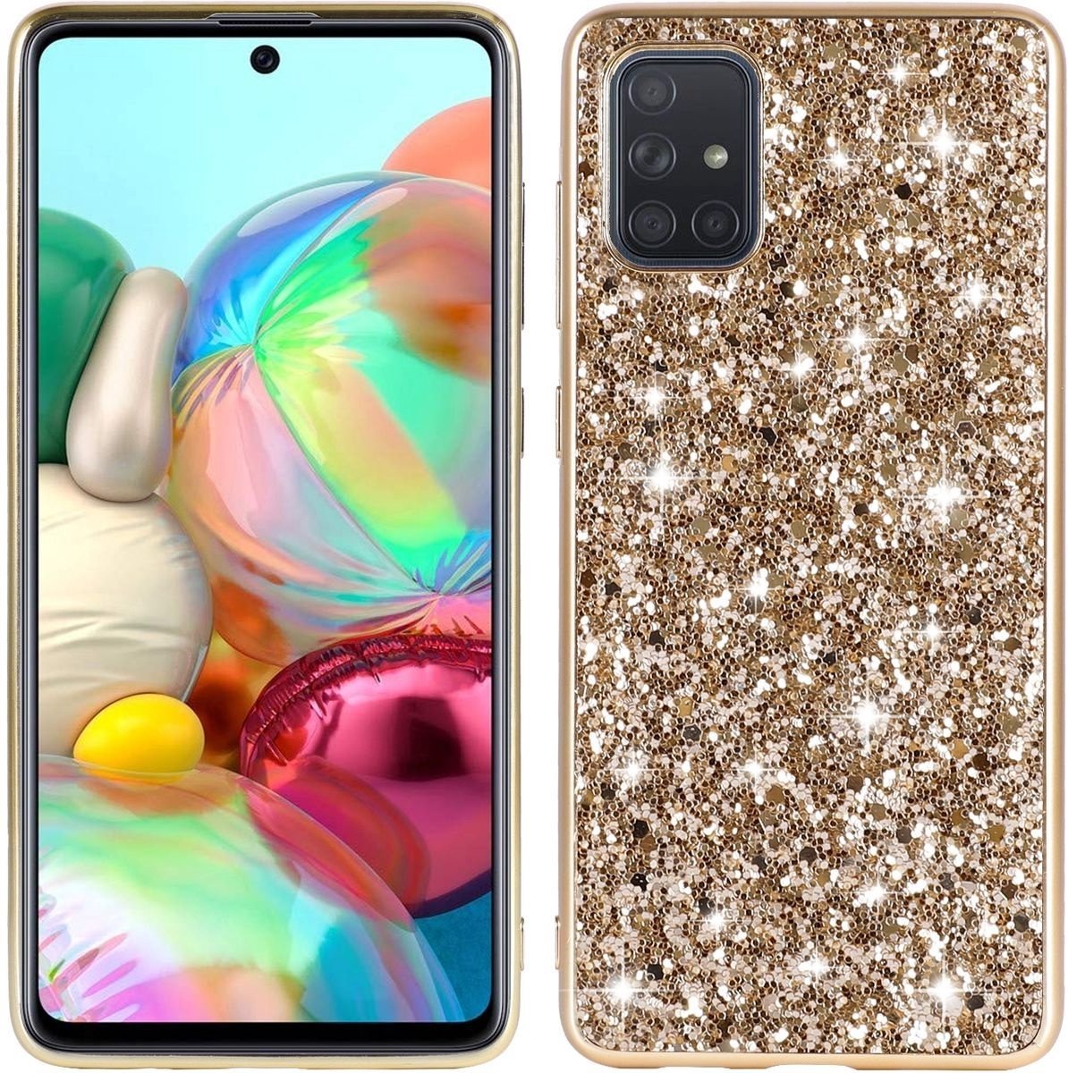 Hoesje Geschikt Voor Samsung Galaxy A73 hoesje glitter backcover – Goud – oTronica