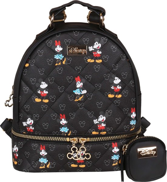 DISNEY Mickey en Minnie Mouse - Rugzak + zakje, zwart, gewatteerd, klein |  bol.com