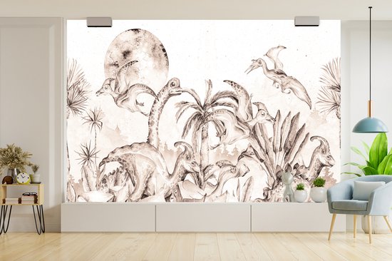 Papier Peint - Papier Papier peint photo Dino - Enfants - Décoration Jungle - Largeur 360 cm x Hauteur 240 cm