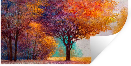 Stickers muraux - Sticker Foil - Peinture à l'Huile - Peinture - Arbre - Couleurs - 40x20 cm - Film Adhésif - Stickers muraux Chambre d'Enfant - Papier Peint Auto Adhésif