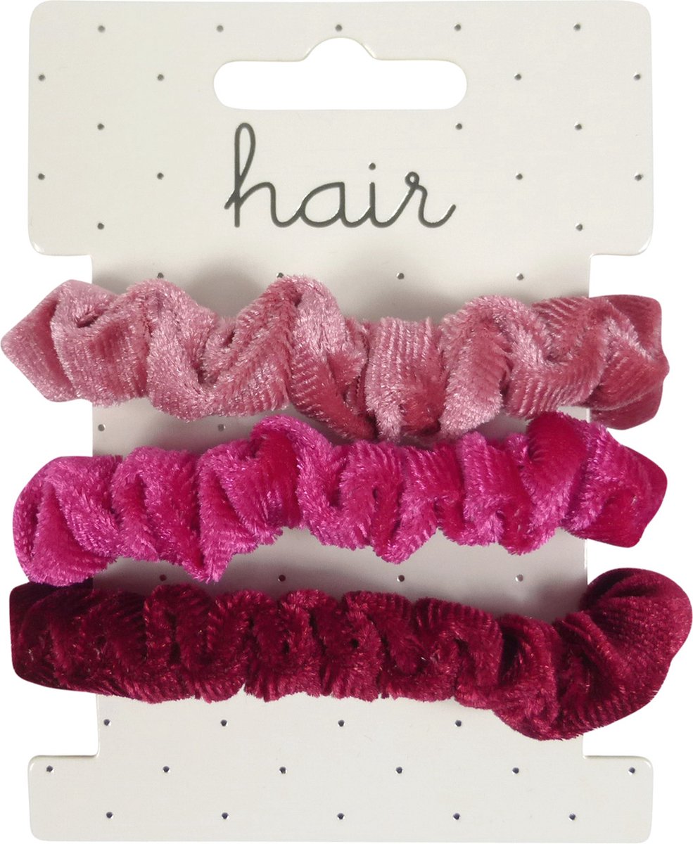Scrunchie Haarelastieken Fluweel met Kraal - Roze Tinten - 3 stuks