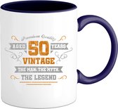 50 Jaar vintage legend - Abraham jubileum - verjaardag  cadeau - Kado tip - Mok - Navy Blue