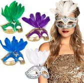 Boland - Oogmasker Venice piuma assorti - Volwassenen - Showgirl - Glamour - Carnaval accessoire - Venetiaans masker