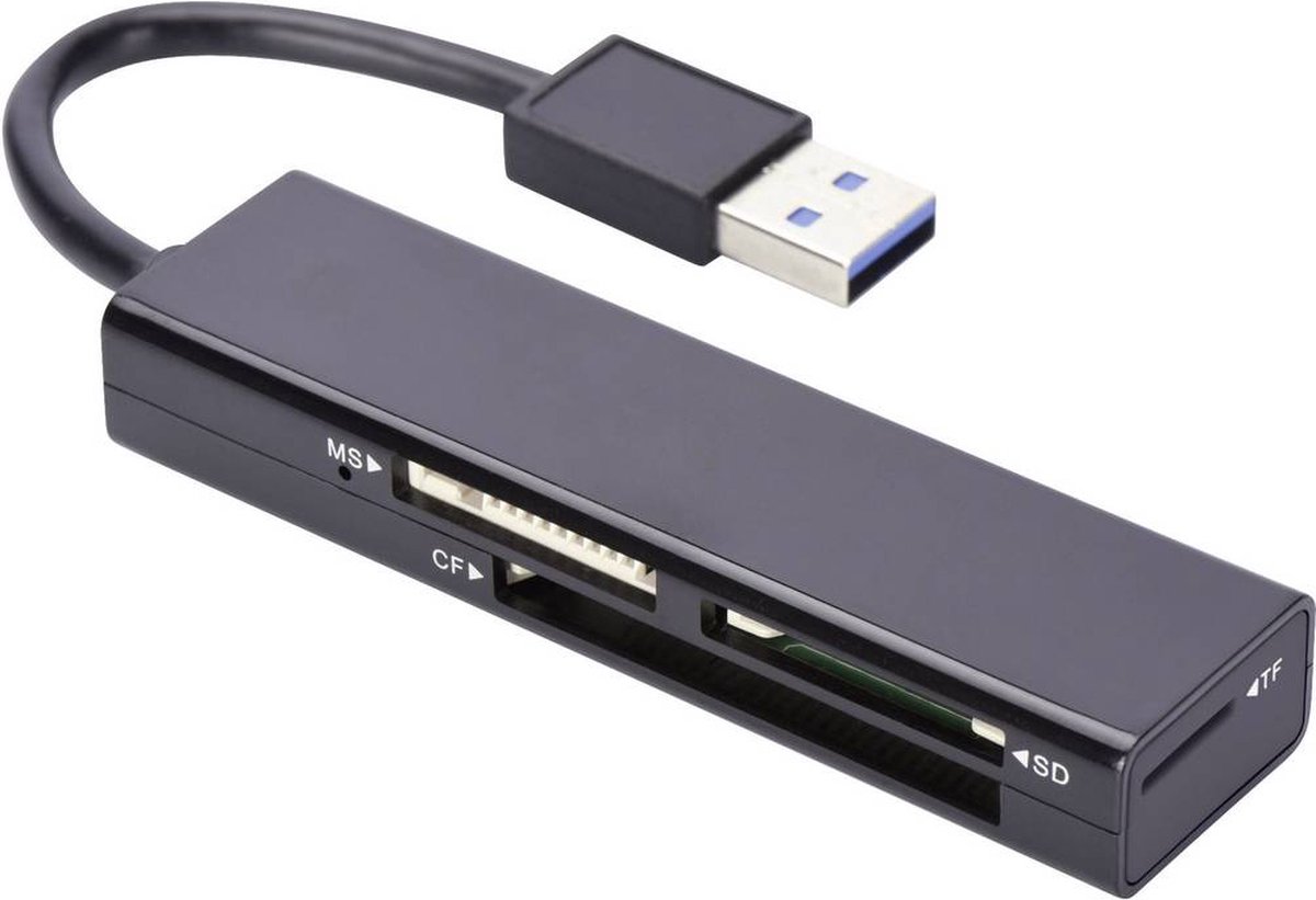 ednet 85240 Externe geheugenkaartlezer USB 3.2 Gen 1 (USB 3.0) Zwart