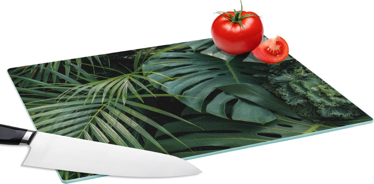 Glazen Snijplank - 39x28 - Planten - Jungle - Bladeren - Tropisch - Snijplanken Glas