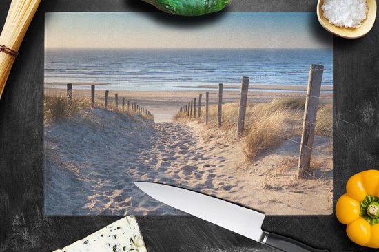 Planche à découper en Verres - 39x28 - Plage - Mer - Pays- Nederland - Dunes - Soleil - Planches à découper en Glas