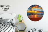 Muurcirkel - Wandcirkel - Zonsondergang - Horizon - Zee - Wolken - Kunststof - Ronde muurdecoratie - Ronde schilderijen - 90x90 cm - Wanddecoratie rond