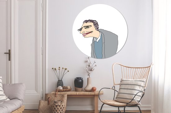 Animation d'un homme heureux Assiette en plastique cercle mural ⌀ 150 cm XXL / Groot format!