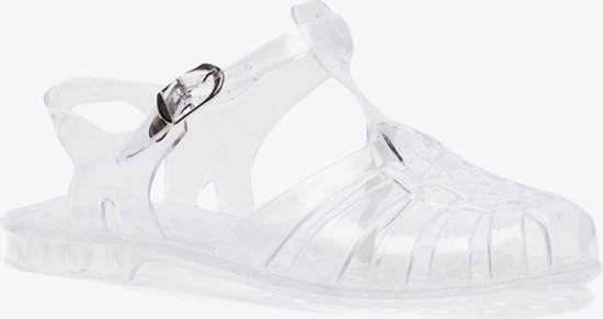 Transparante jelly sandalen met gesp en bandjes.