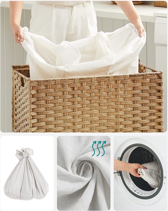 MIRA Home - Panier à Linge - Rangement à Linge - Naturel - Osier - 140L