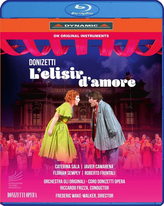 Donizetti's L'elisir d'amore op Blu-ray, met Caterina Sala en Javier Camarena in de hoofdrollen.