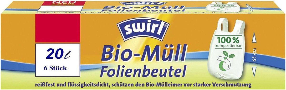 Biologische Afvalfoliezakken met Draaggreep - 20 Liter, 24 Zakjes