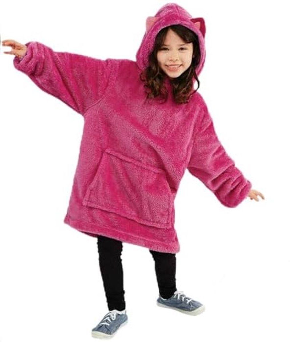Hoodiedeken met mouwen voor kinderen - Knuffeltrui met capuchon en zakken