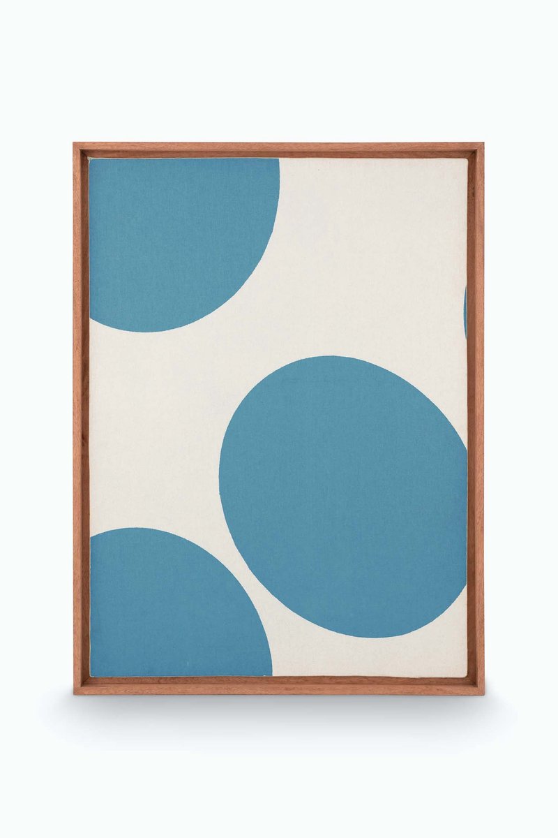 Wanddecoratie - Stippen - Ornament van Hout - Lichtblauw - 60x80cm