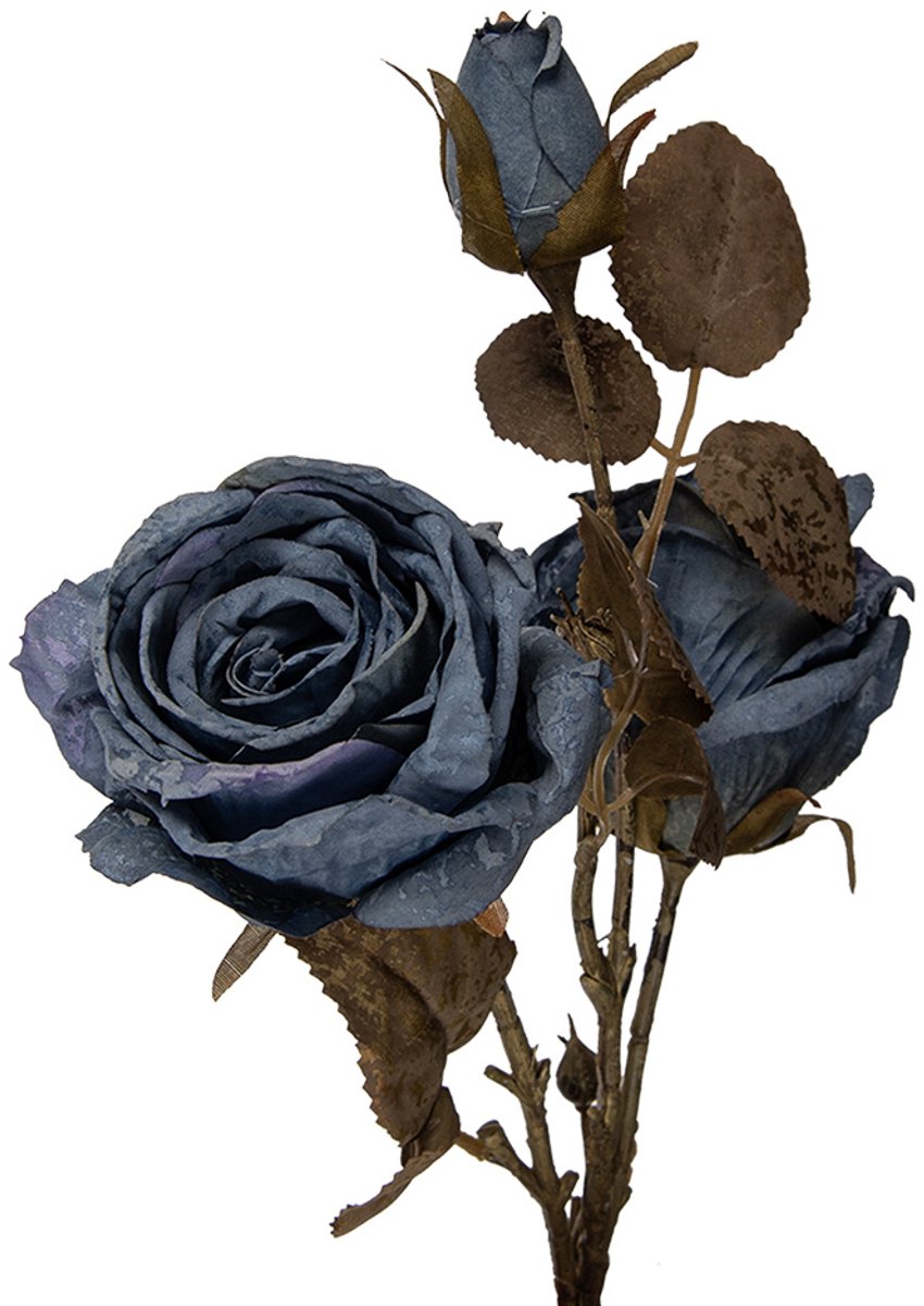 Clayre & Eef Kunstbloem Roos 70 cm Blauw Kunststof
