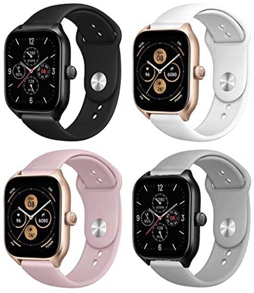4 stuks siliconen sportarmbanden 20 mm voor verschillende smartwatch modellen