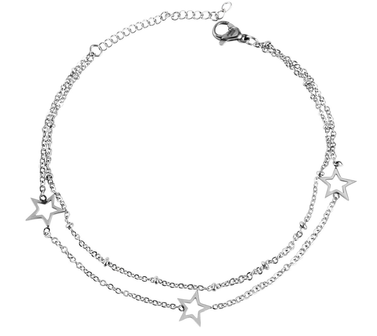 AKZENT Akzent dames voetsieraden Svea enkelbandje van roestvrij staal, sterren, zilver- of goudkleurig,