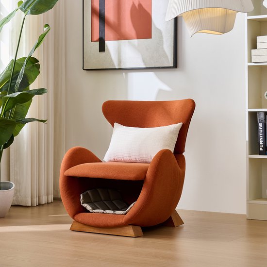 STILVORA Designer Loungesstoel - Walhai-Stijl - Ergonomisch En Huisdiervriendelijk - Voor Huisdieren Tot 150 KG - Brick Red - Met Ingebouwde Dierenhol