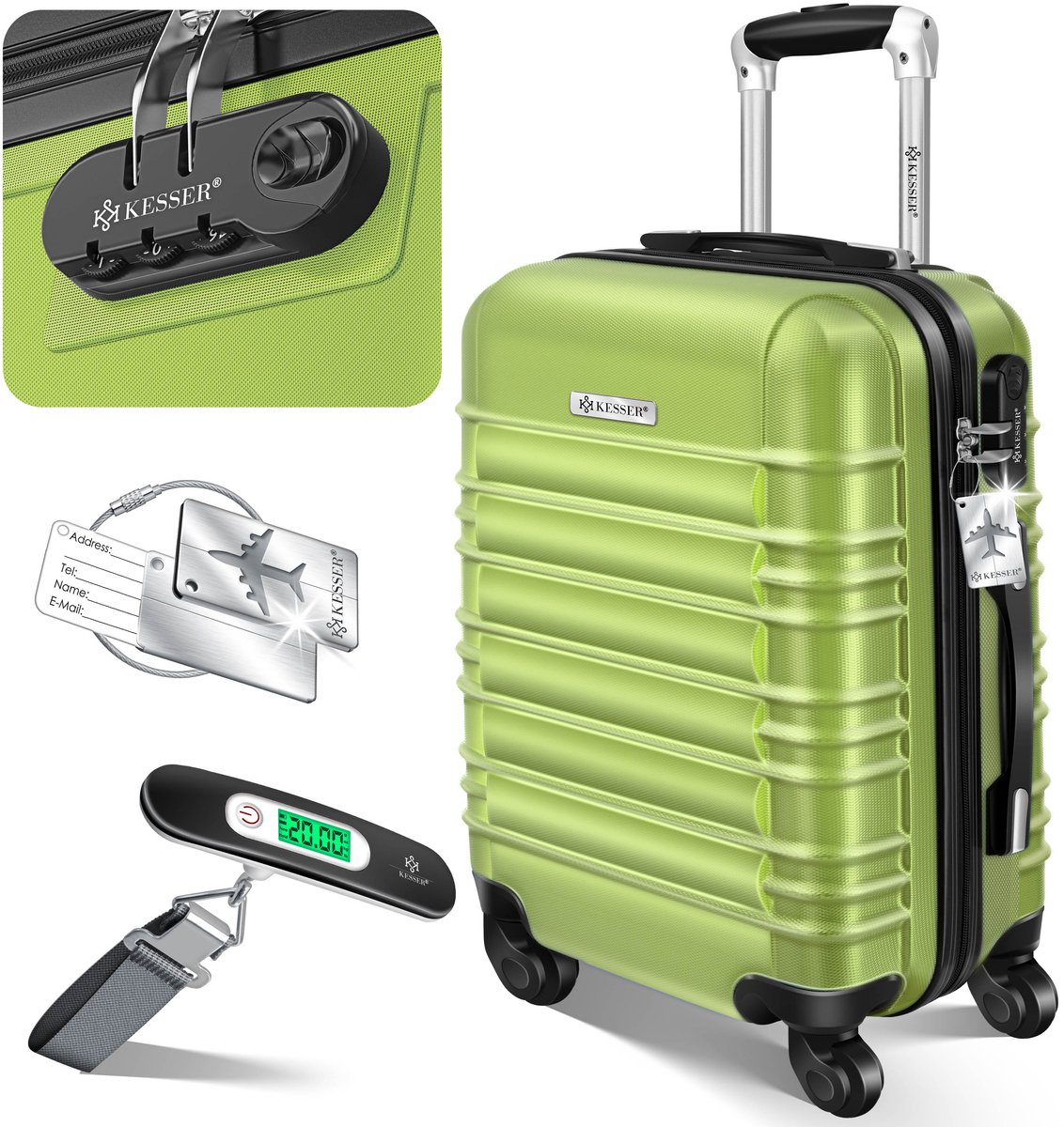 KESSER® Reiskoffer met harde schaal, incl. kofferweegschaal