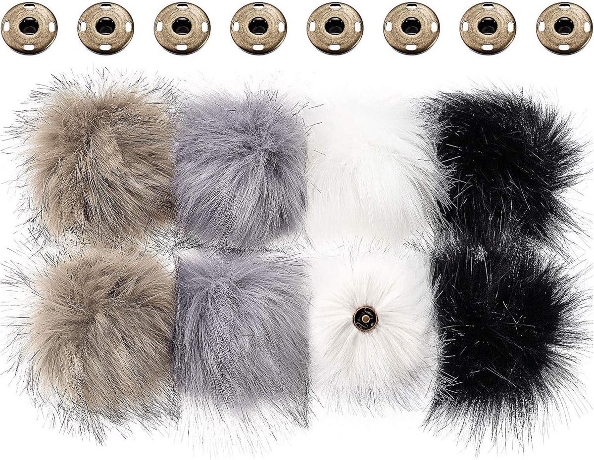 Pluizige Imitatiebont Pompon Ballen voor Hoed Accessoires - 8 Stuks