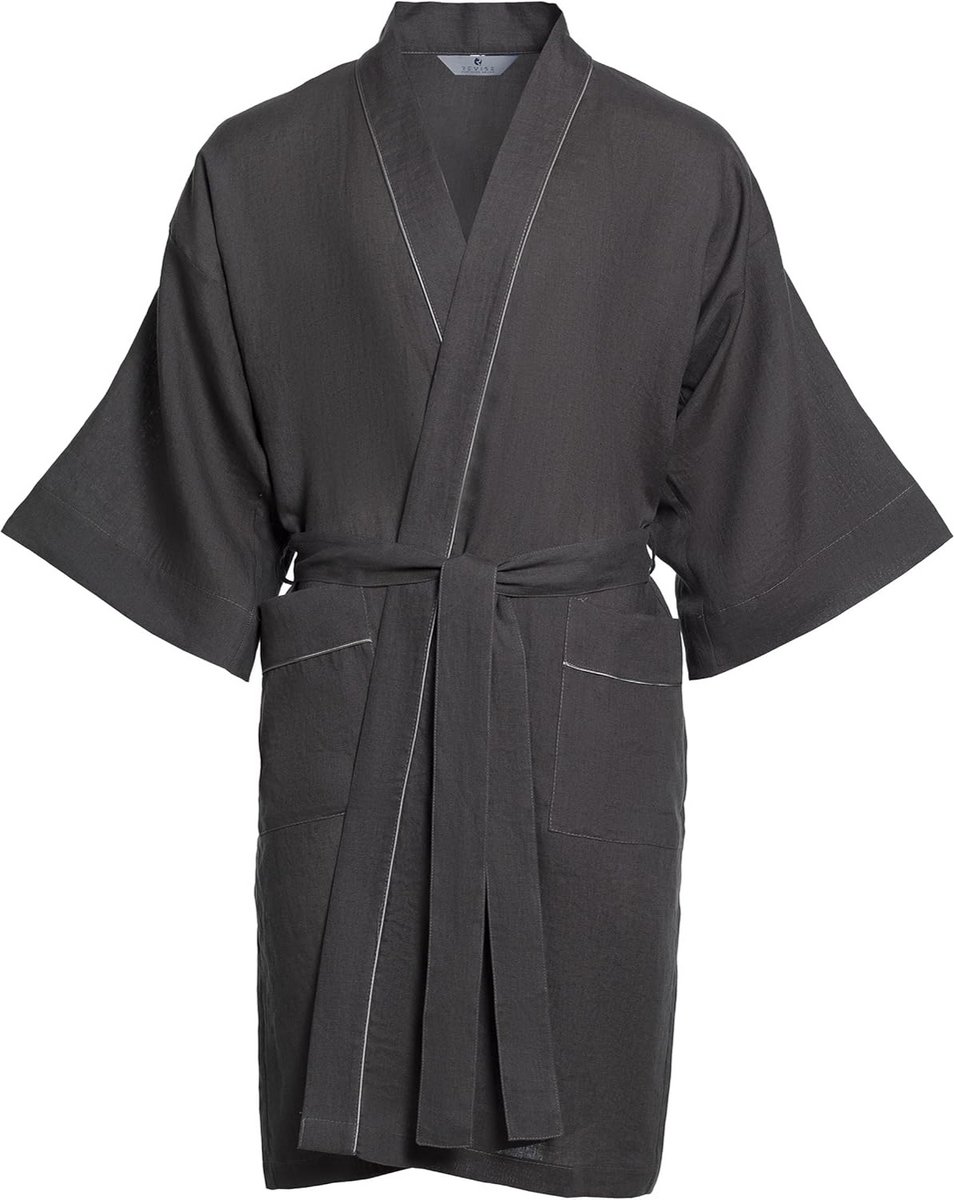 Revise RE-513 Kimono voor heren, ochtendjas, 100% linnen, premium kwaliteit
