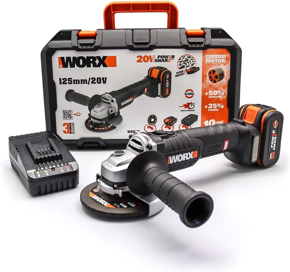 Accuslijper 125 mm met 20 V Borstelloze Motor en 4 Ah Accu