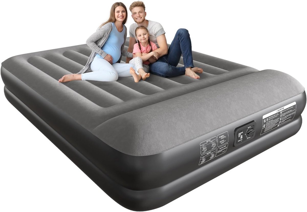 Queen Size Luchtmatras met Ingebouwde Pomp en Ergonomisch Ontwerp