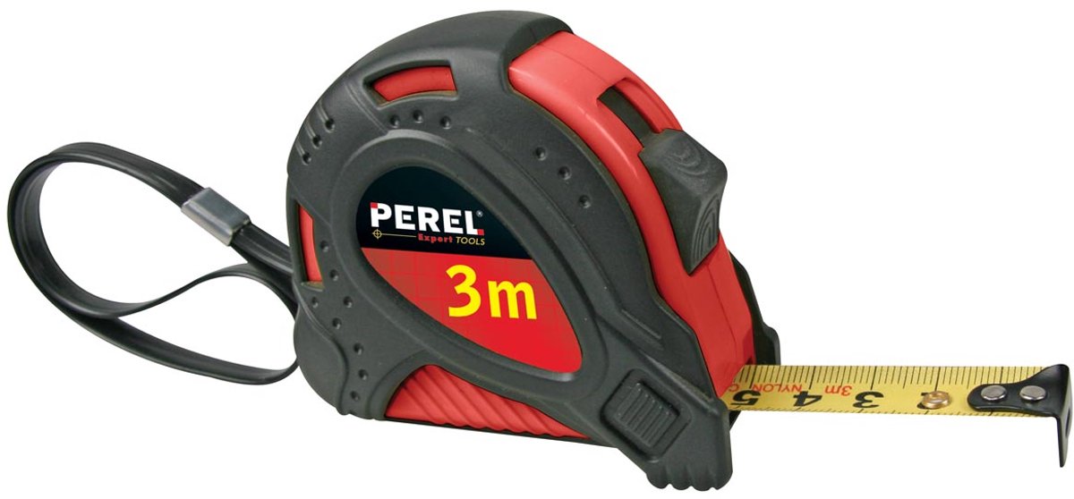Toolland Praktische rolbandmaat, metrische schaal, met polsbandje, stootvaste ABS-behuizing, 3 m