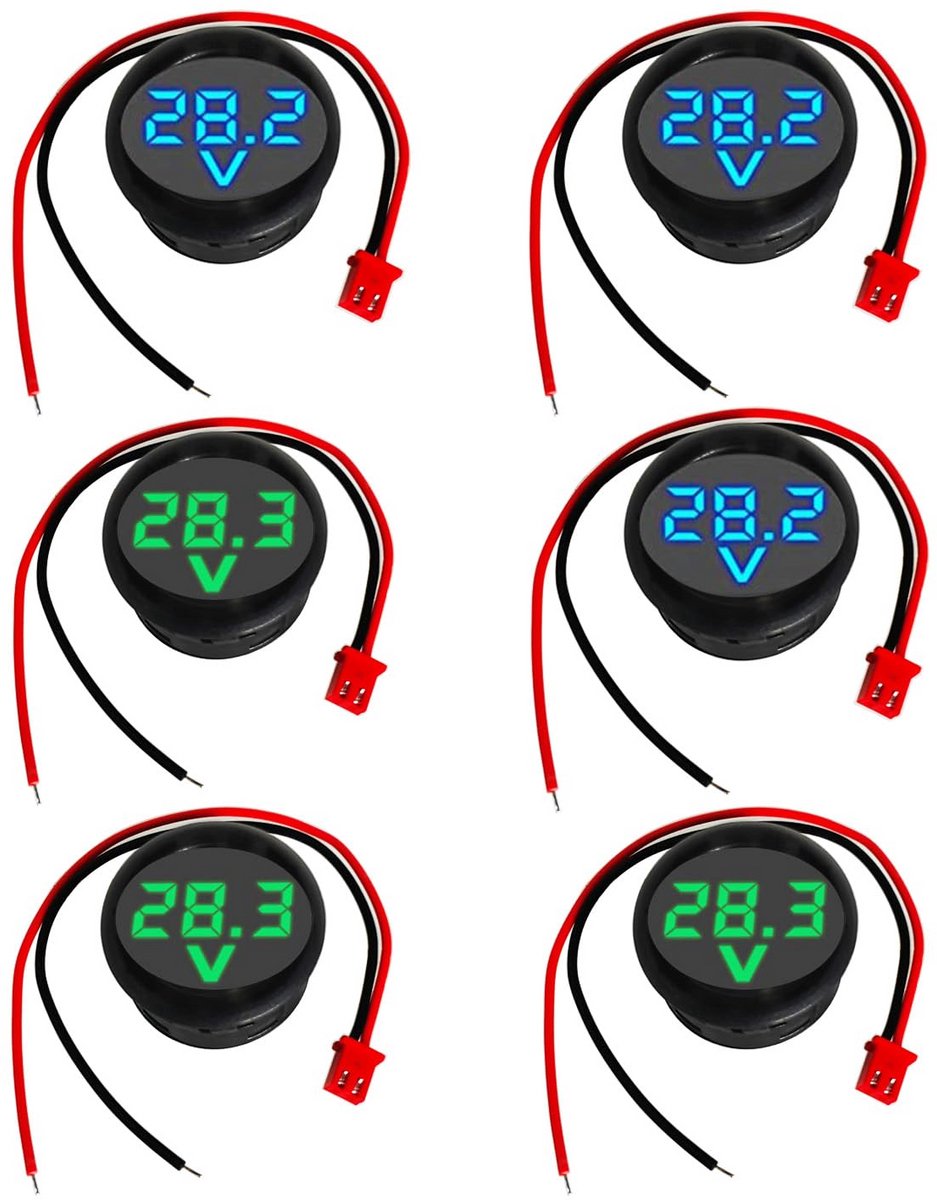 Digitale Voltmeter DC 4-100V - 3-Cijferig LED Display voor Auto, Motor en Boot - Set van 6