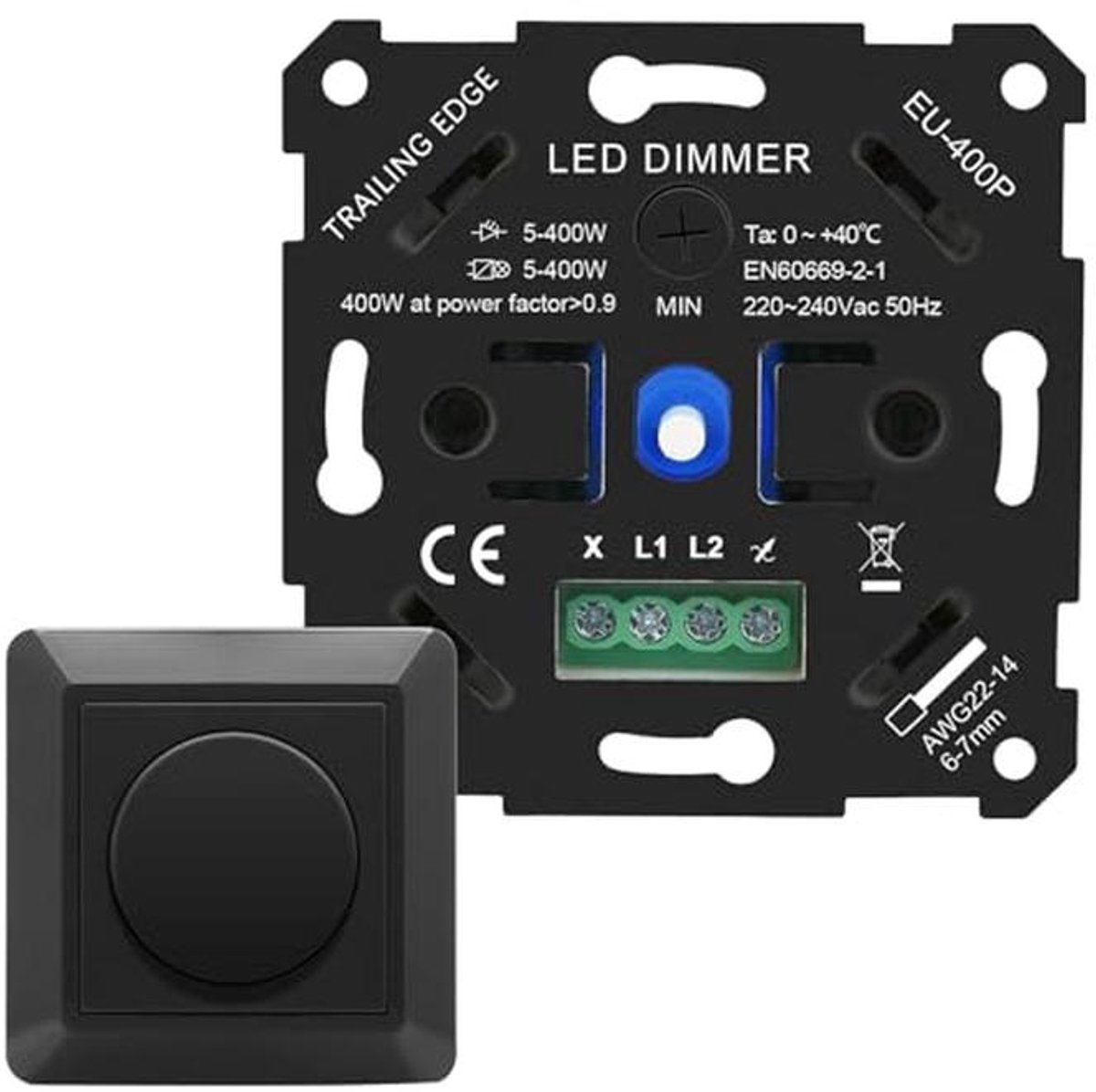 LED Dimmer Schakelaar - 5-400W Draaibare Inbouw Dimmers voor Dimbare Lampen