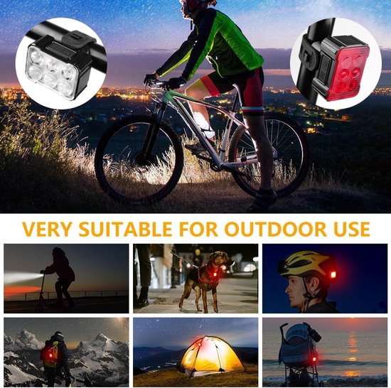 Fietsverlichting Set - Ultra Slank - Voor- en Achterlicht - USB-oplaadbaar - 8+12 Verlichtingsmodi - Veilig Nachtrijden & Kamperen — afbeelding 2