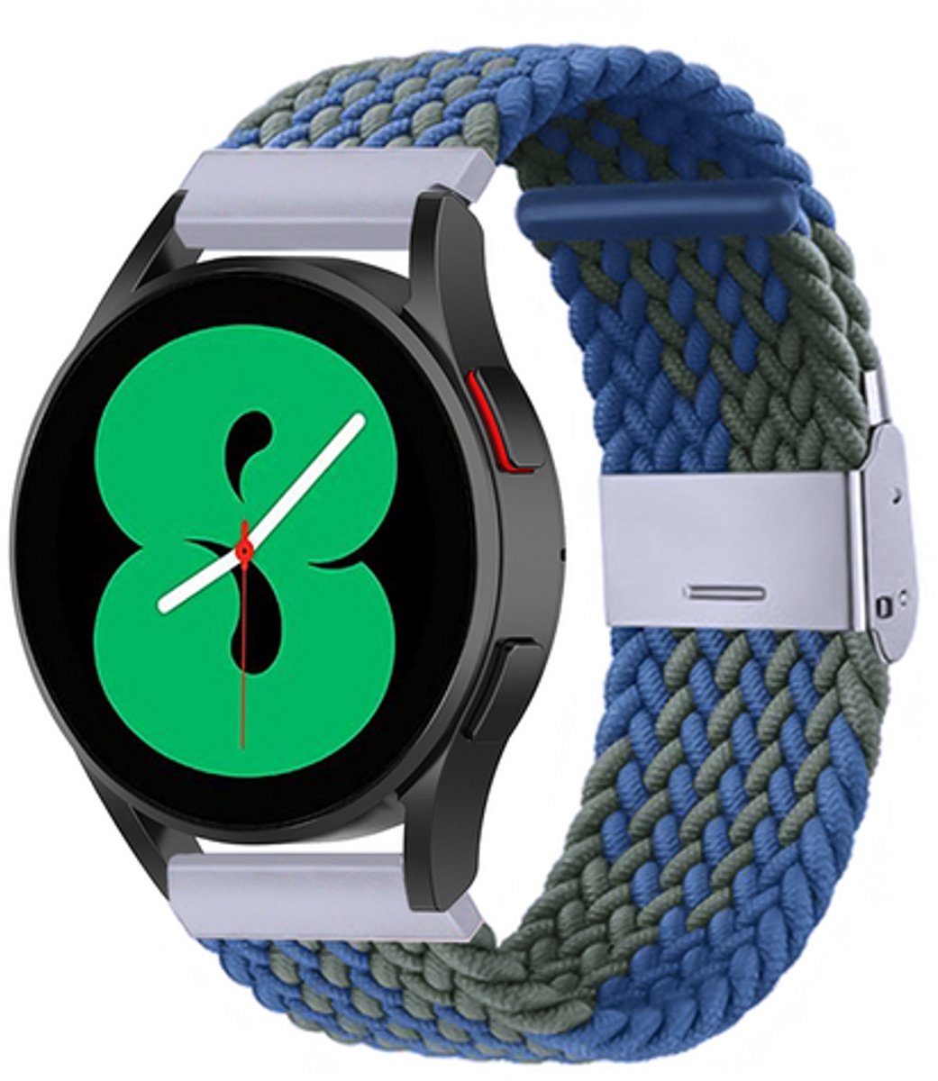 By Qubix - geschikt voor Huawei Watch 5 - 42mm - Braided nylon bandje - Groen / blauw